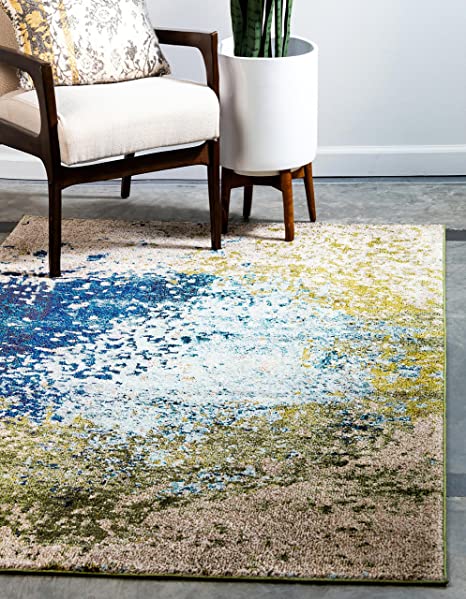 Unique Loom Estrella Collection Colorful Abstract Blue Area Rug (9' 0 x 12' 0)