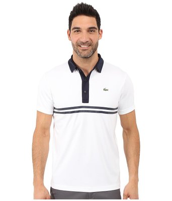 Lacoste Men's Golf Short Sleeve Ultra Dry Chest Stripe