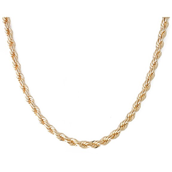 Gold Chain Necklace 18k Gold Plated 3mm French Rope Chain Jewelry