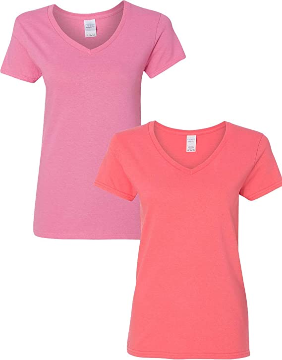 Gildan Women's Heavy Cotton V-Neck T-Shirt, 2-Pack