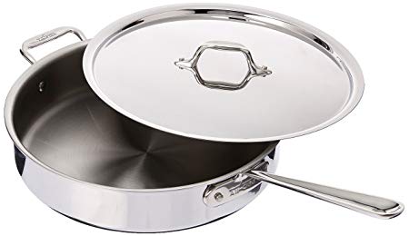 All-Clad 4405 Stainless Steel Tri-ply Saute Pan with Lid Cookware, 5-Quart, Silver - 8701004444