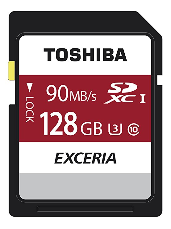 Toshiba Exceria N302 128GB SD Memory Card 90 MB/s 4K HD - THN-N302R1280E4