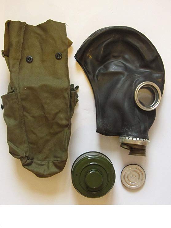 GP-5 Original Soviet Civilian Protective Gas Mask (activated Charcoal filter and bag included) (Medium, black)