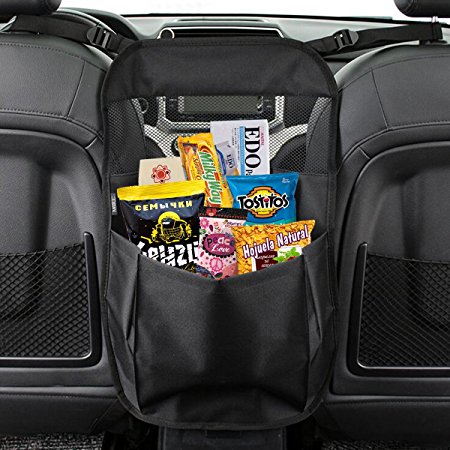 MATCC Car Seat Back Organizer Seat Partition Storage Bag Seat Central Storage Seat Kids Toy Storage, Back Seat Protector / Kick Mat