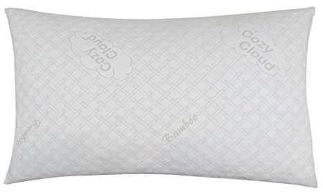 CozyCloud Deluxe Bamboo Shredded Memory Foam Pillow - Universal Plush & Cozy Cloud-Like Comfort - Softer or Firmer Choices & No Cost Exchanges - All USA Made (King Size - Firmer)