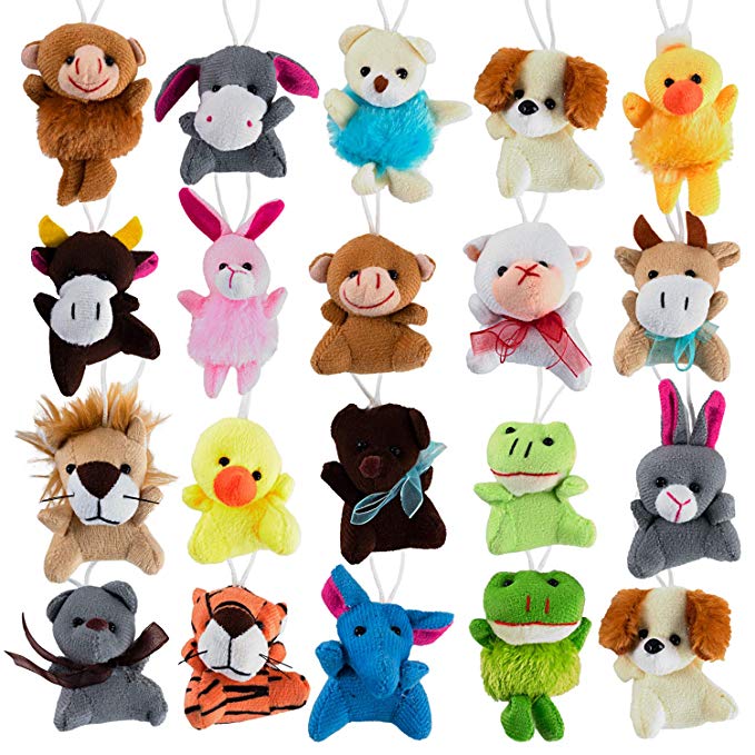 Mini Cute Plush Animals for Children, Shows, Playtime, Schools - 20 Animals Set (20 Pack Mini Plush Animals)