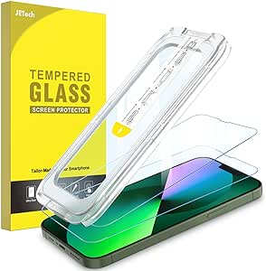 JETech Verre Trempé pour iPhone 13/13 Pro 6,1 Pouces, Une Touche Installation, Film Protection Écran, Couverture Complète, Kits d'Outils d'Alignement Automatique, HD Clair, Lot de 2