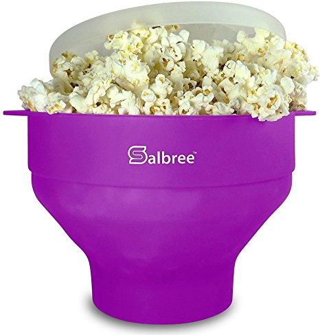 Salbree Microwave Popcorn Popper, Silicone Popcorn Maker, Collapsible Bowl - Purple