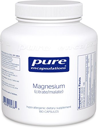 Pure Encapsulations - Magnesium Citrate/Malate - Hypoallergenic Supplement Supports Nutrient Utilization and Physiological Functions* - 180 Capsules