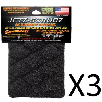 The Original Magic Jetz Scrubz J27 Scrubber Sponge Rectangle, Pack of 3