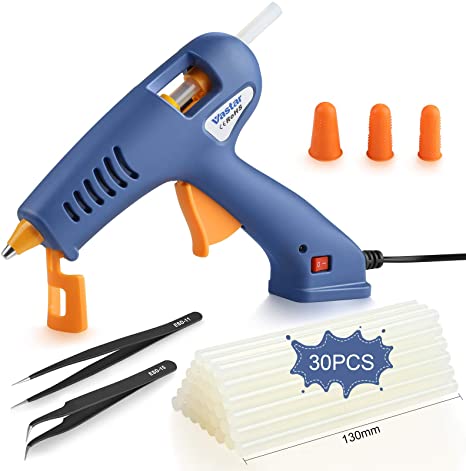 Vastar Hot Glue Gun, 60W Heating Hot Melt Glue Gun with 30 Pcs Melt Glue Sticks, 329°F/165°C Drip Proof Glue Gun Kit, Used for Artwork, Crafts, Sealing, DIY, Home Maintenance, Cards, Glass