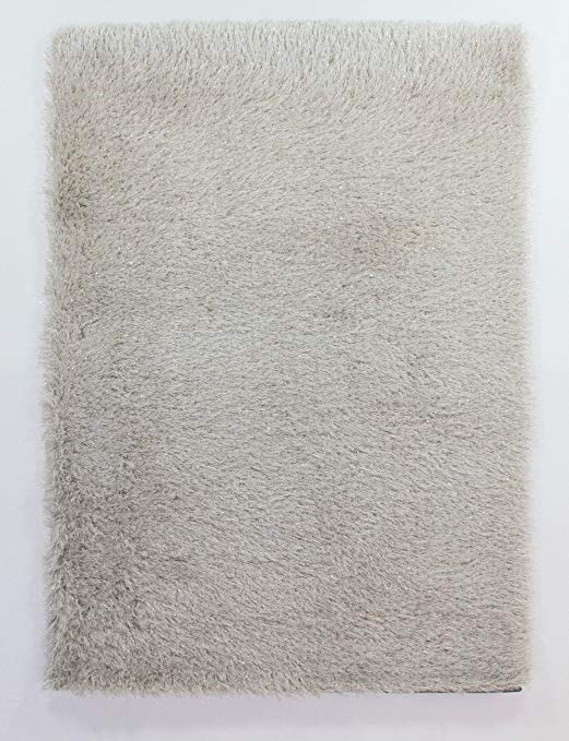Modern Thick Silky Polyester Yarn Shaggy Rug in Various Sizes and Colours Carpet (160x230cm (5'3''x7'7''), Natural)