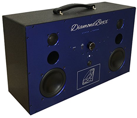 DiamondBoxx Model L Wireless BlueTooth Speaker / Boombox (Black with Blue Aluminum)
