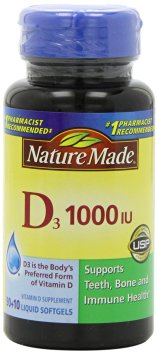 Nature Made, Vitamin D3 1,000 I.u. Liquid Softgels, 100-Count
