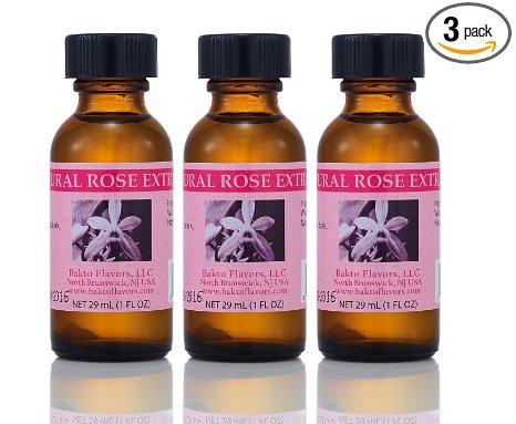 Bakto Flavors Natural Rose Extract (1 FL OZ) Pack of 3