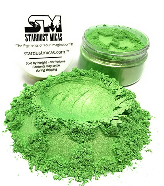 Stardust Micas Powder Pigment Cosmetic Grade Colorant for Makeup, Soap Making Dyes, Wax, DIY Crafting Projects, Bright True Colors Stable Mica Batch Consistency Green Jade