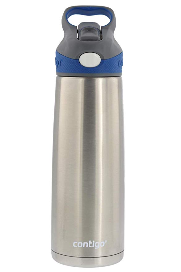 Contigo Autospout Straw Sheffield Stainless Steel Water Bottle with Vacuum Insulation - Ideal for Outdoor Lifestyles, Travel, Gym - BPA-Free, Carry Handle & Spout Cover, 20oz - Monaco