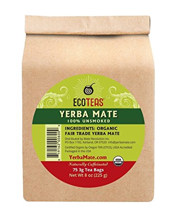 ECOTEAS Organic Unsmoked Yerba Mate Tea 75 bags