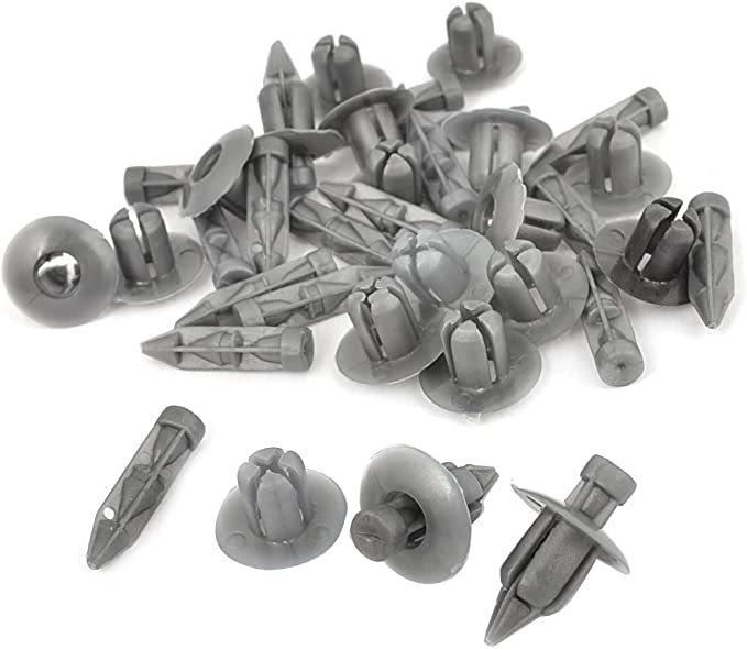 uxcell 20pcs Car Push Type Plastic Rivets Fender Clips Gray for 6.5mm Hole