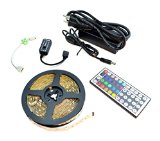 HitLights RGB Multicolor Changing SMD5050 High Density LED Tape Light Strip Kit - 300 LEDs 164 Ft  5 Meter Roll Cut to Length Includes 60W Power Supply and 44 Key Remote Controller - Color Changing 247 Lumens  4 Watts per foot