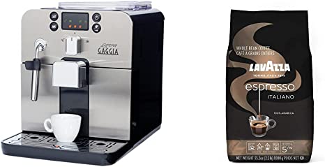 Gaggia Brera Super-Automatic Espresso Machine, Small, Black & Lavazza Espresso Italiano Whole Bean Coffee Blend, Medium Roast, 2.2 Pound Bag