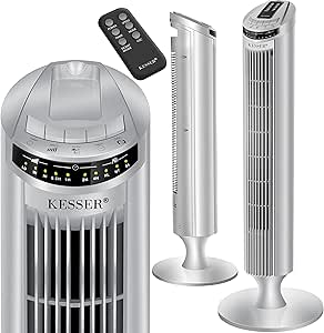 KESSER® Turmventilator mit Fernbedienung | 90° Oszillationswinkel | 3 Stufen | 90 cm |  Timerfunktion | Turbo-Funktion | Säulenventilator Standventilator Luftkühler Ventilator Towerventilator