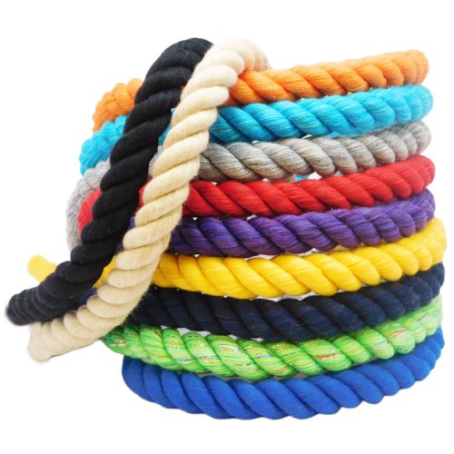 FMS Super Soft Triple-Strand 14 Inch 12 Inch 58 Inch 34 Inch and 1 Inch Twisted Cotton Rope in 10 Feet 25 Feet 50 Feet 100 Feet and Full Spools