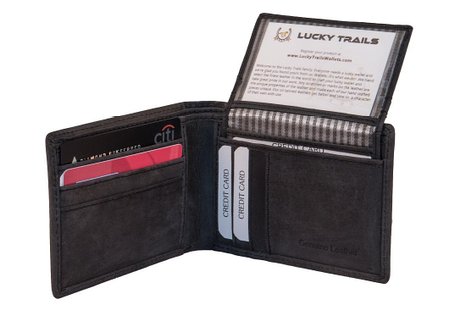 Lucky Trails Mushlin Leather Bifold with Removable Passcase Front Pocket Wallet