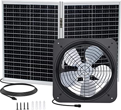 ECO-WORTHY 50W Solar Attic Fan Kit, 50W Foldable Solar Panel and 14" DC Fan with 40W Motor for Roof Vent or Chicken Coop and Greenhouse