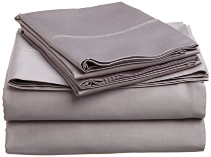 100% Premium Long-Staple Combed Cotton 400 Thread Count Queen 4-Piece Sheet Set, Solid, Grey