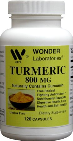 Turmeric 800mg Naturally Contains Curcumin. Antioxidant, Digestion - 120 Capsules