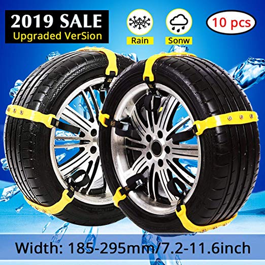 PrettyQueen SUV Car Snow Chains for Trucks Cars Snow Tire Chains for SUV Anti Slip Tire Chain Adjustable Snow Tire Cable Mergency Car Chains 185-295mm/7.2-11.6''(Black New)