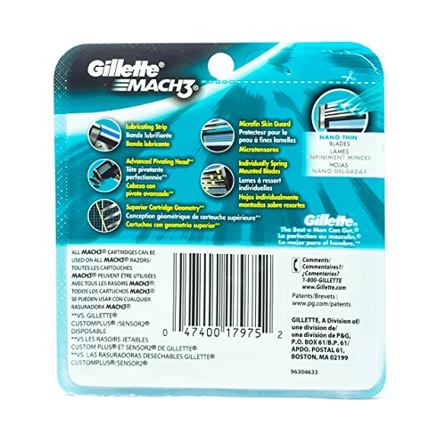 Gillette Mach 3 Razor Refill Cartridges 8 Count