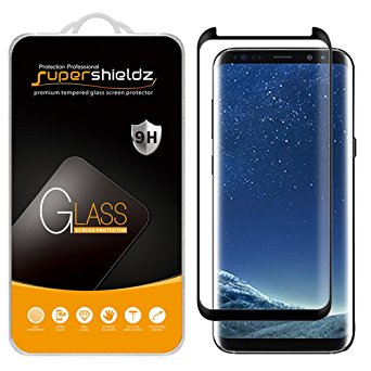 Samsung Galaxy S8 Plus / S8  Tempered Glass Screen Protector, Supershieldz Anti-Scratch, Anti-Fingerprint, Bubble Free (Black)