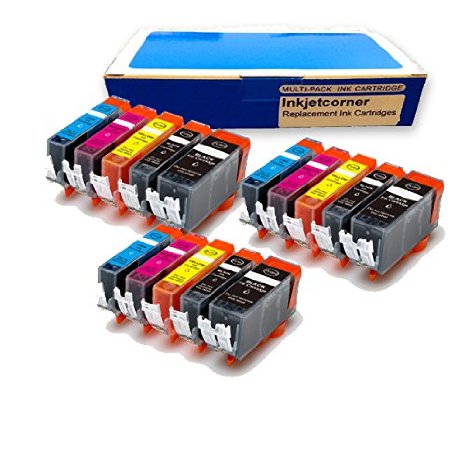 Inkjetcorner 15 Pack Compatible Ink Cartridges for Canon PGI-250 CLI-251 Pixma MG5620 MG6620 MG7520 Shows Accurate Ink Levels