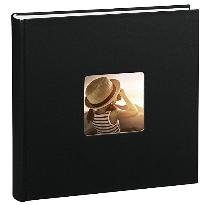 Hama Fine Art Jumbo Photo Album (30 x 30 cm, 100 Pages, 50 sheets, With Cut-Out Window In which a picture can be inserted) - Black