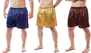 Men's Satin Boxer Shorts, Set of 3, Up2date Fashion Style-MCS01-A