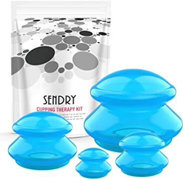 SENDRY Cupping Therapy Set- Professional Silicone Vacuum Suction Cupping Massage Therapy for Prevent Cellulite and Facial Muscle Pain - Fascia and Body Relaxation (4 pcs)