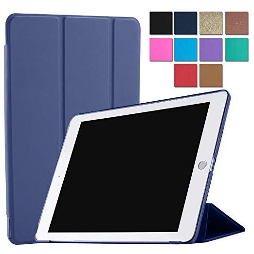 iPad 4 / 3 / 2 ( 9.7 Inch ) Case Tri-Fold Smart Ultra Slim Cover Translucent Back [ Auto Sleep / Wake Function ] Multi Angle Stand (A1458 A1459 A1460 A1403 A1416 A1430 A1395 A1396 A1397) - Navy Blue