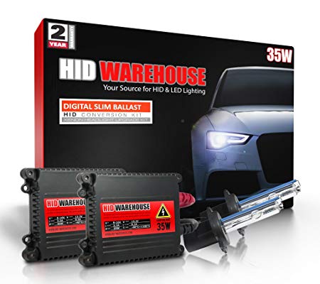 HID-Warehouse 35W DC Xenon HID Lights with Premium Slim Ballast - H7 6000K - 6K Light Blue - 2 Year Warranty