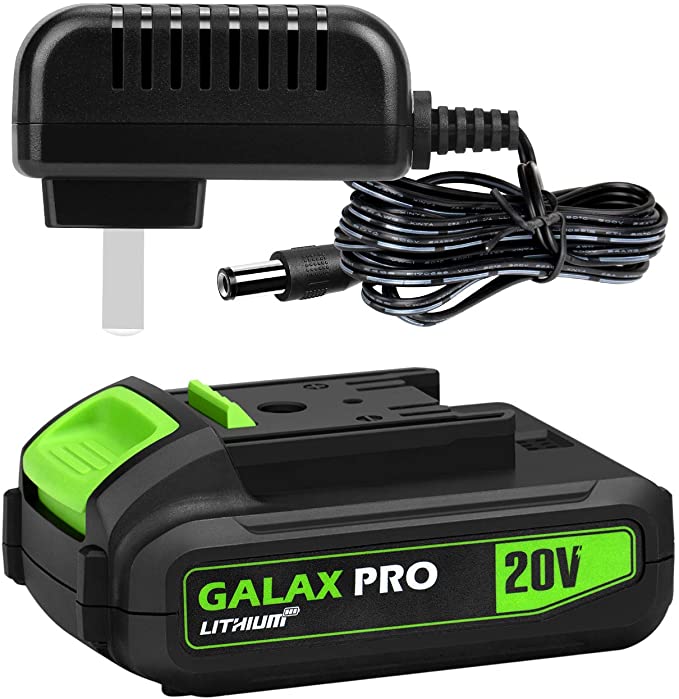 GALAX PRO 20V MAX 1.3Ah Lithium Ion Battery Pack and Quick Charger, Replacement Battery for GALAX PRO Cordless Drill & Power Tools