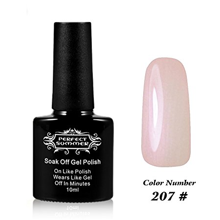 Perfect Summer Pro UV LED Soak Off Gel Nail Polish 10ml, Holographic Color #207 Hologram Nude Pink