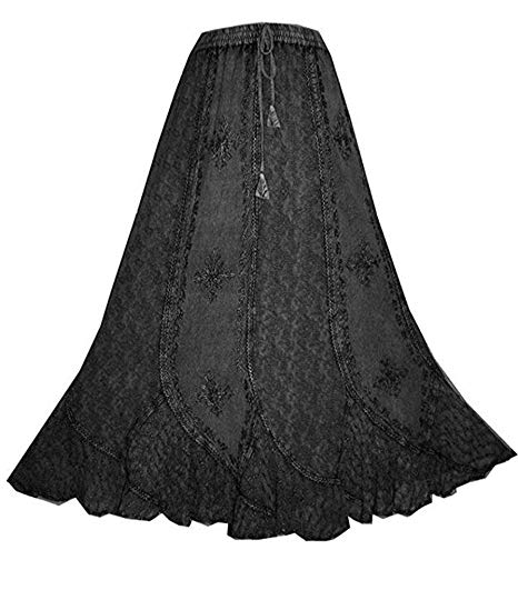 Agan Traders 711 SK Women's Boho Elastic Waistband Vintage Medieval Gothic Long Skirt Maxi