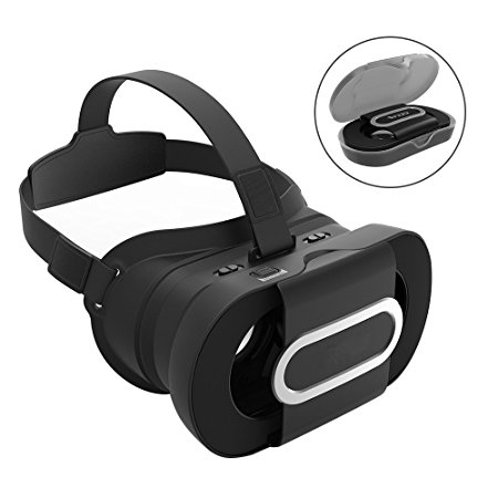3D VR Headset, Archeer Foldable Virtual Reality 3D Glasses Lightweight Portable Video Movie Game VR Box with Protective Case Compatible for iPhone 7/6s Samsung and Other “4-6" Inch Smartphones, Black