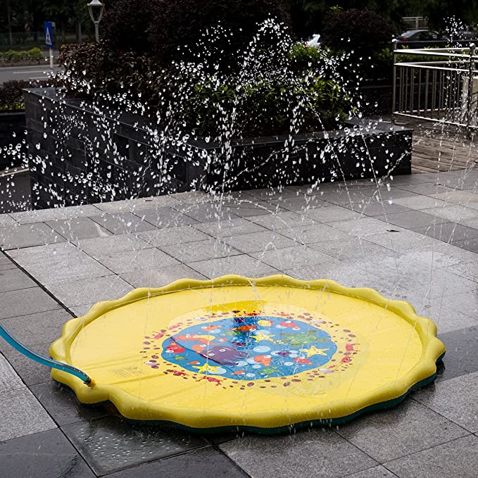 Splash Pad, Sprinkler for Kids, 3-in-1 Sprinkler for Kids, Splash Pad, and Wading Pool for Learning, 66.3" Kiddie Splash Pad Toys for 2-12 Years Old Baby and Toddler Girls and Boys