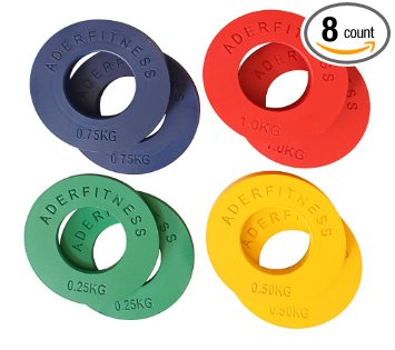 Olympic Fractional Plates 0.25, 0.50, 0.75, 1.00 Kg(.55, 1.1, 1.65, 2.2 Lbs) 4 Pairs Great Gift Idea!