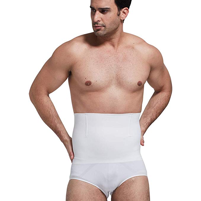 Panegy Men's Hi-Waist Body Slimmer Briefs Waist Trainer Tummy Control Shapewear