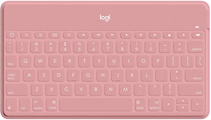 Logitech Keys-to-Go Super-Slim and Super-Light Bluetooth Keyboard for iPhone, iPad, and Apple TV - Blush Pink