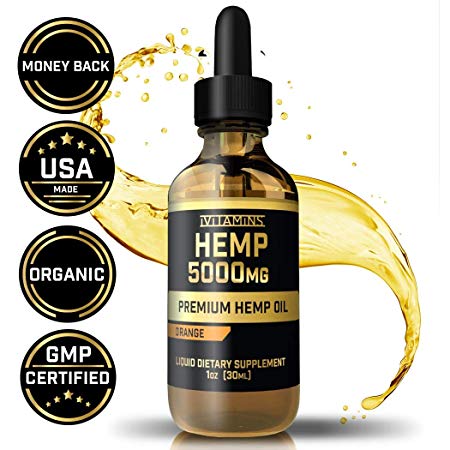 Hemp Oil for Pain Relief :: Promotes Healthy Sleep & Anxiety Relief :: Helps with Hair, Skin, Nails, Heart Health :: Rich in Omega 3,6,9 :: iVitamins Hemp Oil :: Zero CBD :: Orange Flavor (5,000mg)