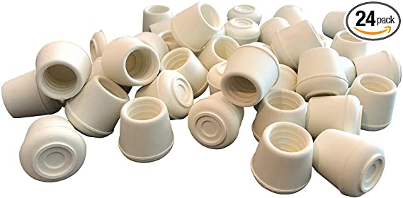 Shepherd Hardware 8743E Leg Tips 1-1/4-Inch Inside Diameter Rubber Chair Leg Caps, 24 Pack, White